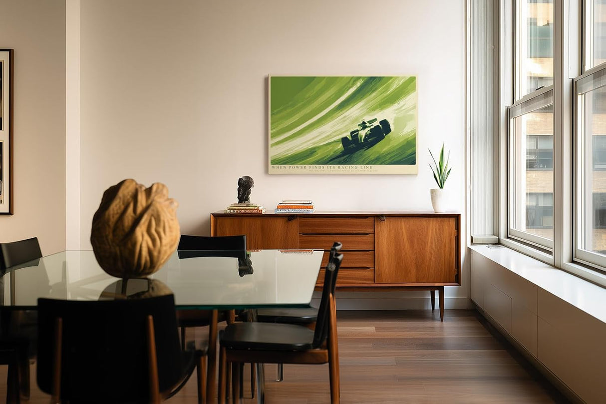 Paul Sinus Wandbild 120x80cm Rennwagen auf Rennstrecke moderne Motorsport Kunst mit dynamischer Bewegung