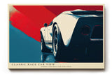Paul Sinus Wandbild 120x80cm Rennwagen Retro Auto Kunst moderne Illustration dynamische Perspektive Kunstdruck stilvolle Wanddekoration fuer Wohnzimmer Büro Garage