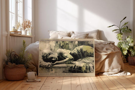 Paul Sinus Wandbild 120x80cm Resting Among Fading Words ruhendes Frauenportrait Vintage Collage Kunst Poster für Wohnzimmer Schlafzimmer