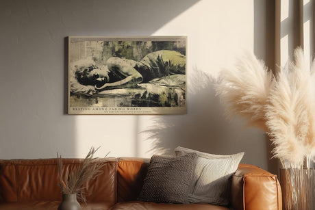 Paul Sinus Wandbild 120x80cm Resting Among Fading Words ruhendes Frauenportrait Vintage Collage Kunst Poster für Wohnzimmer Schlafzimmer