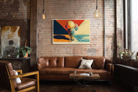 Paul Sinus Wandbild 120x80cm Retro Eisbecher Pop Art Dessertmotiv farbenfrohe moderne Kunst fuer Kueche und Wohnräume