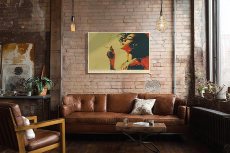 Paul Sinus Wandbild 120x80cm Retro Frau mit Zigarette Pop Art Portrait warme Farben moderne Vintage Wanddekoration