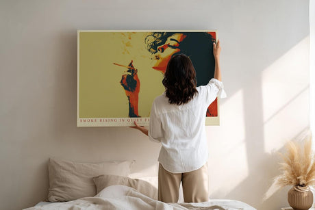 Paul Sinus Wandbild 120x80cm Retro Frau mit Zigarette Pop Art Portrait warme Farben moderne Vintage Wanddekoration