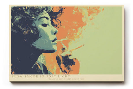 Paul Sinus Wandbild 120x80cm Retro Frauenportrait mit Zigarette moderne Pop Art Kunst in sanften Farben stilvolle Wanddekoration
