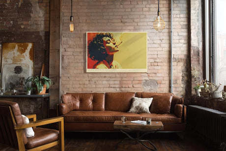 Paul Sinus Wandbild 120x80cm Retro Frauenportrait mit Zigarette Pop Art Kunst in warmen Farben moderne Vintage Wanddekoration