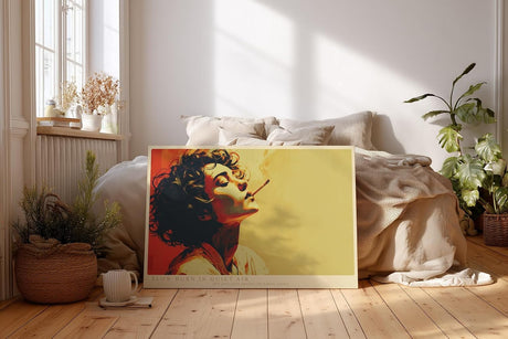 Paul Sinus Wandbild 120x80cm Retro Frauenportrait mit Zigarette Pop Art Kunst in warmen Farben moderne Vintage Wanddekoration