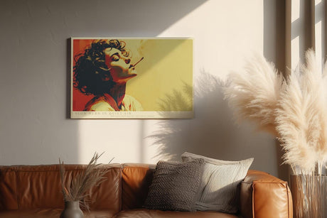 Paul Sinus Wandbild 120x80cm Retro Frauenportrait mit Zigarette Pop Art Kunst in warmen Farben moderne Vintage Wanddekoration