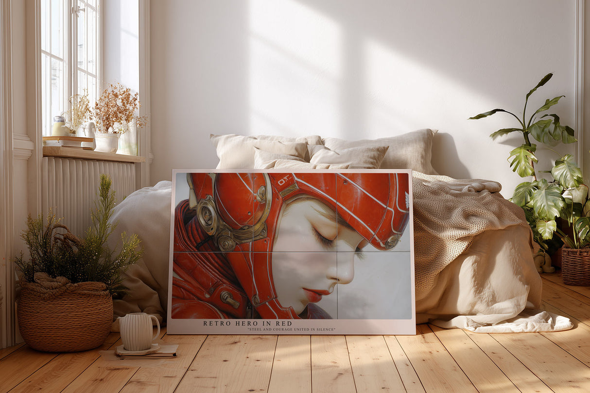 Paul Sinus Wandbild Retro Hero in Red – Futuristische Eleganz und stille Stärke in intensivem Rot