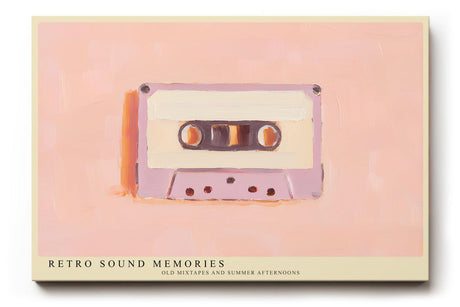 Paul Sinus Wandbild 120x80cm Retro Kassette Illustration Vintage Musik Kunstbild in Pastellfarben nostalgische Wanddekoration für Wohnzimmer Musikzimmer Büro