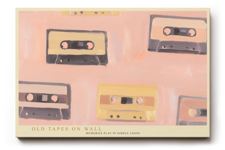 Paul Sinus Wandbild 120x80cm Retro Kassetten Illustration Vintage Musik Kunstposter in warmen Pastellfarben nostalgische Wanddekoration fuer Wohnzimmer Musikzimmer Büro