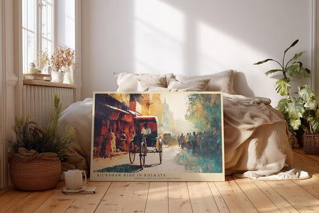 Paul Sinus Wandbild 120x80cm Rickshaw Szene in Kolkata Impressionistische Stadt Kunst Wanddekoration