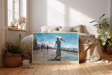 Paul Sinus Wandbild Riding Through Summer Breeze – Radfahrer unter blauem Himmel symbolisiert Freiheit, Lebensfreude und den Moment des Sommers