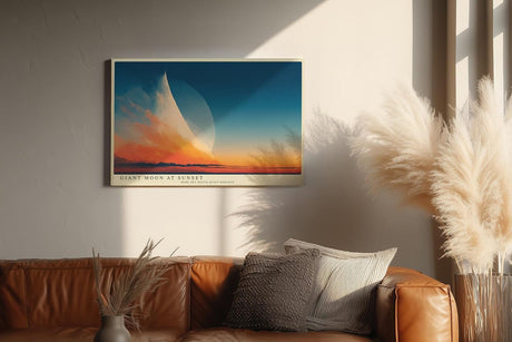 Paul Sinus Wandbild 120x80cm riesiger Mond Sonnenuntergang moderne Landschaft Kunst Himmel Natur Kunstdruck stilvolle Wanddekoration fuer Wohnzimmer Schlafzimmer Büro