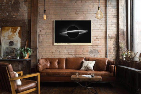 Paul Sinus Wandbild 120x80cm Ringplanet Kosmos Minimalistische Weltraum Kunst Schwarz Weiss Planet Illustration Kunstdruck Poster Grosse Wanddekoration fuer Wohnzimmer Büro