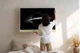 Paul Sinus Wandbild 120x80cm Ringplanet Kosmos Minimalistische Weltraum Kunst Schwarz Weiss Planet Illustration Kunstdruck Poster Grosse Wanddekoration fuer Wohnzimmer Büro