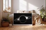 Paul Sinus Wandbild 120x80cm Ringplanet Kosmos Minimalistische Weltraum Kunst Schwarz Weiss Planet Illustration Kunstdruck Poster Grosse Wanddekoration fuer Wohnzimmer Büro Schlafzimmer