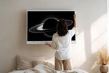 Paul Sinus Wandbild 120x80cm Ringplanet Kosmos Minimalistische Weltraum Kunst Schwarz Weiss Planet Illustration Kunstdruck Poster Grosse Wanddekoration fuer Wohnzimmer Büro Schlafzimmer