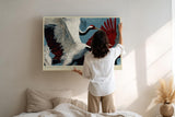 Paul Sinus Wandbild 120x80cm Rising Above the Horizon elegante Kraniche im Flug moderne Tierkunst Poster für Wohnzimmer Büro