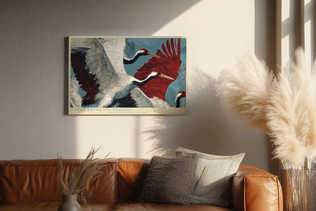 Paul Sinus Wandbild 120x80cm Rising Above the Horizon elegante Kraniche im Flug moderne Tierkunst Poster für Wohnzimmer Büro