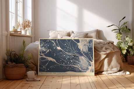 Paul Sinus Wandbild Rivers of the Unknown Abstract Flow of Light and Chaos in Blue Motion