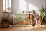 Paul Sinus Wandbild 120x80cm Riviera Promenade Küstenstadt Kunst LeinWandbild 120x80cm Mediterrane Strand Szene Wanddekoration