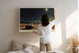 Paul Sinus Wandbild 120x80cm Road Under One Star Nachtlandschaft mit Auto und Sternenhimmel Moderne Reise Kunst fuer Wohnzimmer Büro und Flur