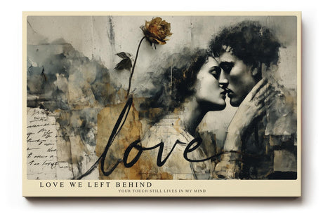 Paul Sinus Wandbild 120x80cm Romantisches Paar Collage Liebe Vintage Kunst in Beige Schwarz Wanddekoration