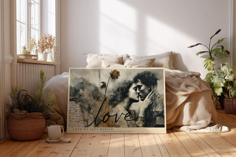 Paul Sinus Wandbild 120x80cm Romantisches Paar Collage Liebe Vintage Kunst in Beige Schwarz Wanddekoration