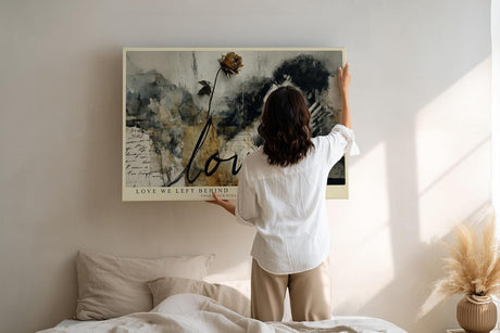 Paul Sinus Wandbild 120x80cm Romantisches Paar Collage Liebe Vintage Kunst in Beige Schwarz Wanddekoration