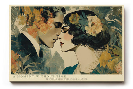 Paul Sinus Wandbild 120x80cm Romantisches Paar Portrait Vintage Kunst in Grün Beige und Gold für Wohnzimmer Schlafzimmer Büro