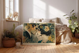 Paul Sinus Wandbild 120x80cm Romantisches Paar Portrait Vintage Kunst in Grün Beige und Gold für Wohnzimmer Schlafzimmer Büro