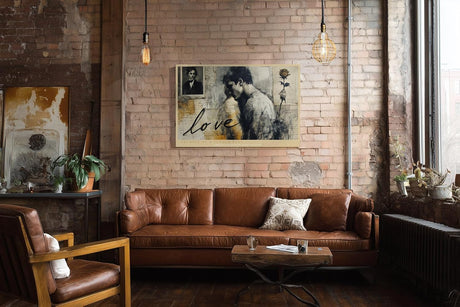 Paul Sinus Wandbild 120x80cm Romantisches Paar Vintage Collage Liebe Kunst Wanddekoration Wohnzimmer Schlafzimmer