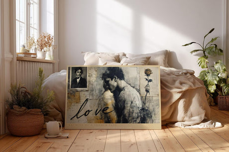 Paul Sinus Wandbild 120x80cm Romantisches Paar Vintage Collage Liebe Kunst Wanddekoration Wohnzimmer Schlafzimmer