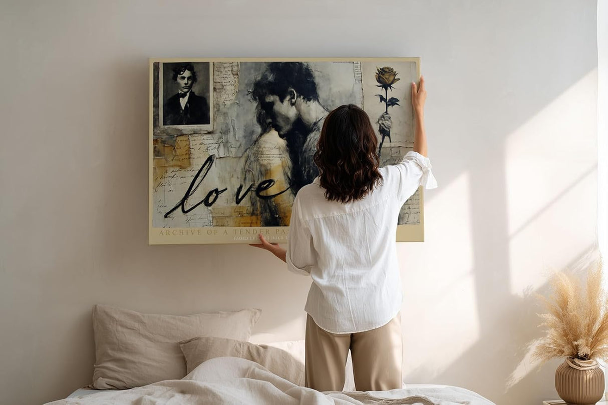 Paul Sinus Wandbild 120x80cm Romantisches Paar Vintage Collage Liebe Kunst Wanddekoration Wohnzimmer Schlafzimmer