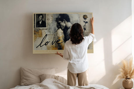 Paul Sinus Wandbild 120x80cm Romantisches Paar Vintage Collage Liebe Kunst Wanddekoration Wohnzimmer Schlafzimmer