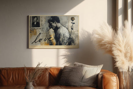 Paul Sinus Wandbild 120x80cm Romantisches Paar Vintage Collage Liebe Kunst Wanddekoration Wohnzimmer Schlafzimmer