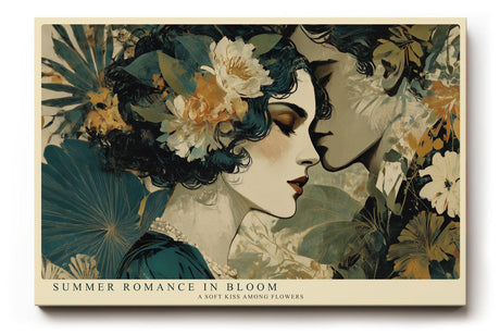 Paul Sinus Wandbild 120x80cm Romantisches Paar zwischen Blumen Vintage Liebeskunst in Gruen Gold Wanddekoration