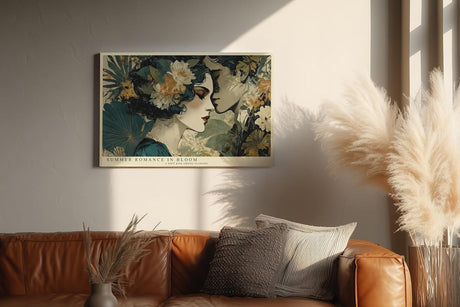 Paul Sinus Wandbild 120x80cm Romantisches Paar zwischen Blumen Vintage Liebeskunst in Gruen Gold Wanddekoration