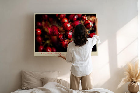 Paul Sinus Wandbild 120x80cm rote Beeren Makrofotografie mit Wassertropfen moderne Natur Fotokunst lebendiges Frucht Kunstbild für Küche Esszimmer Wohnzimmer