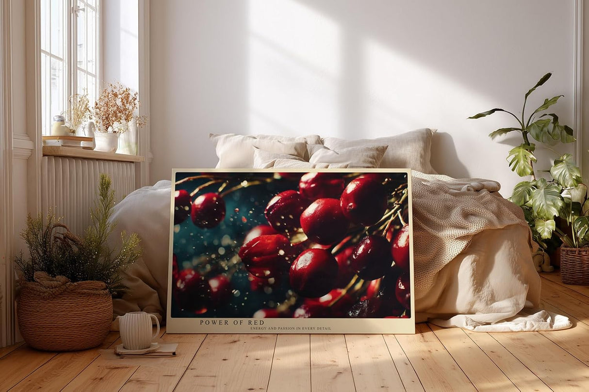 Paul Sinus Wandbild 120x80cm rote Beeren Makrofotografie Naturmotiv moderne Food Fotografie Kunstbild stilvolle Wanddekoration fuer Kueche Esszimmer Wohnzimmer