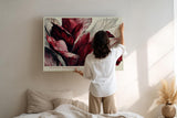 Paul Sinus Wandbild 120x80cm rote Blaetter abstrakte botanische Kunst moderne Pflanzenillustration Leinwand Wanddekoration stilvolle Naturkunst fuer Wohnzimmer