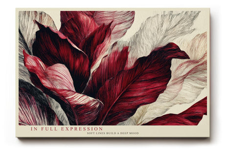 Paul Sinus Wandbild 120x80cm rote Blaetter abstrakte botanische Kunst moderne Pflanzenillustration Leinwand Wanddekoration stilvolle Naturkunst fuer Wohnzimmer