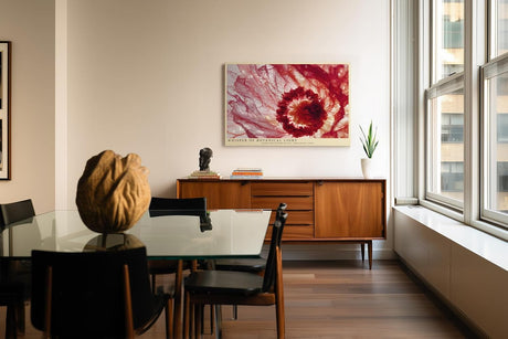 Paul Sinus Wandbild 120x80cm Rote Bluete Makro botanische Kunst transparente Blüten Wanddekoration Wohnzimmer Schlafzimmer