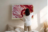Paul Sinus Wandbild 120x80cm Rote Bluete Makro botanische Kunst transparente Blüten Wanddekoration Wohnzimmer Schlafzimmer