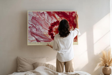 Paul Sinus Wandbild 120x80cm Rote Bluete Makro botanische Kunst transparente Blüten Wanddekoration Wohnzimmer Schlafzimmer