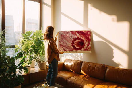 Paul Sinus Wandbild 120x80cm Rote Bluete Makro botanische Kunst transparente Blüten Wanddekoration Wohnzimmer Schlafzimmer