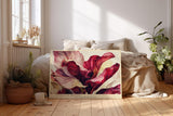 Paul Sinus Wandbild 120x80cm rote Blueten abstrakte Blumenmalerei florale Kunst rot beige elegante Wanddekoration fuer Wohnzimmer Büro