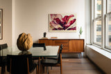 Paul Sinus Wandbild 120x80cm rote Blueten abstrakte Blumenmalerei florale Kunst rot beige elegante Wanddekoration fuer Wohnzimmer Büro