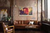 Paul Sinus Wandbild 120x80cm rote Blume expressive Blumenmalerei warme Farben moderne florale Kunst Wanddekoration fuer Wohnzimmer Büro