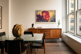 Paul Sinus Wandbild 120x80cm rote Blume expressive Blumenmalerei warme Farben moderne florale Kunst Wanddekoration fuer Wohnzimmer Büro